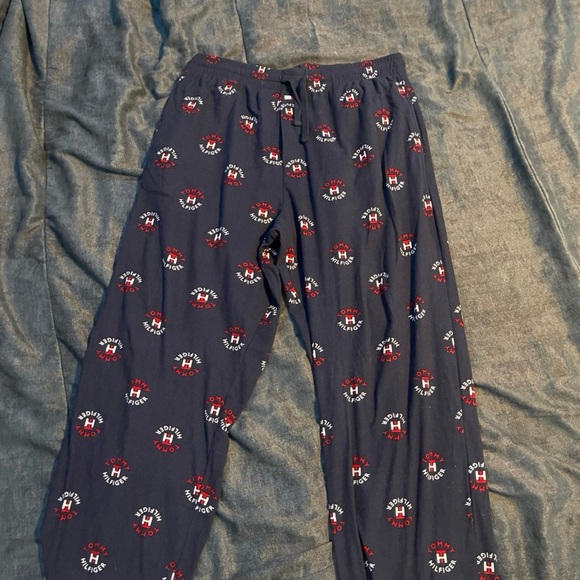 Tommy Hilfiger Navy Sweatpants with Red Pattern - Picture 1 of 4